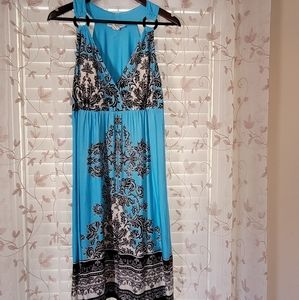 Blue v neck padded a line dress flowy medium M studio west apparel